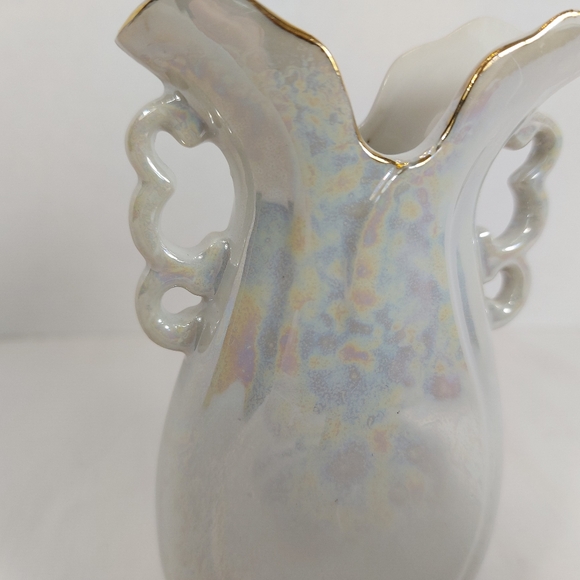 Betson Iridescent White Gold Small Porcelain Hand Painted Vintage Bud Vase - Picture 5 of 7
